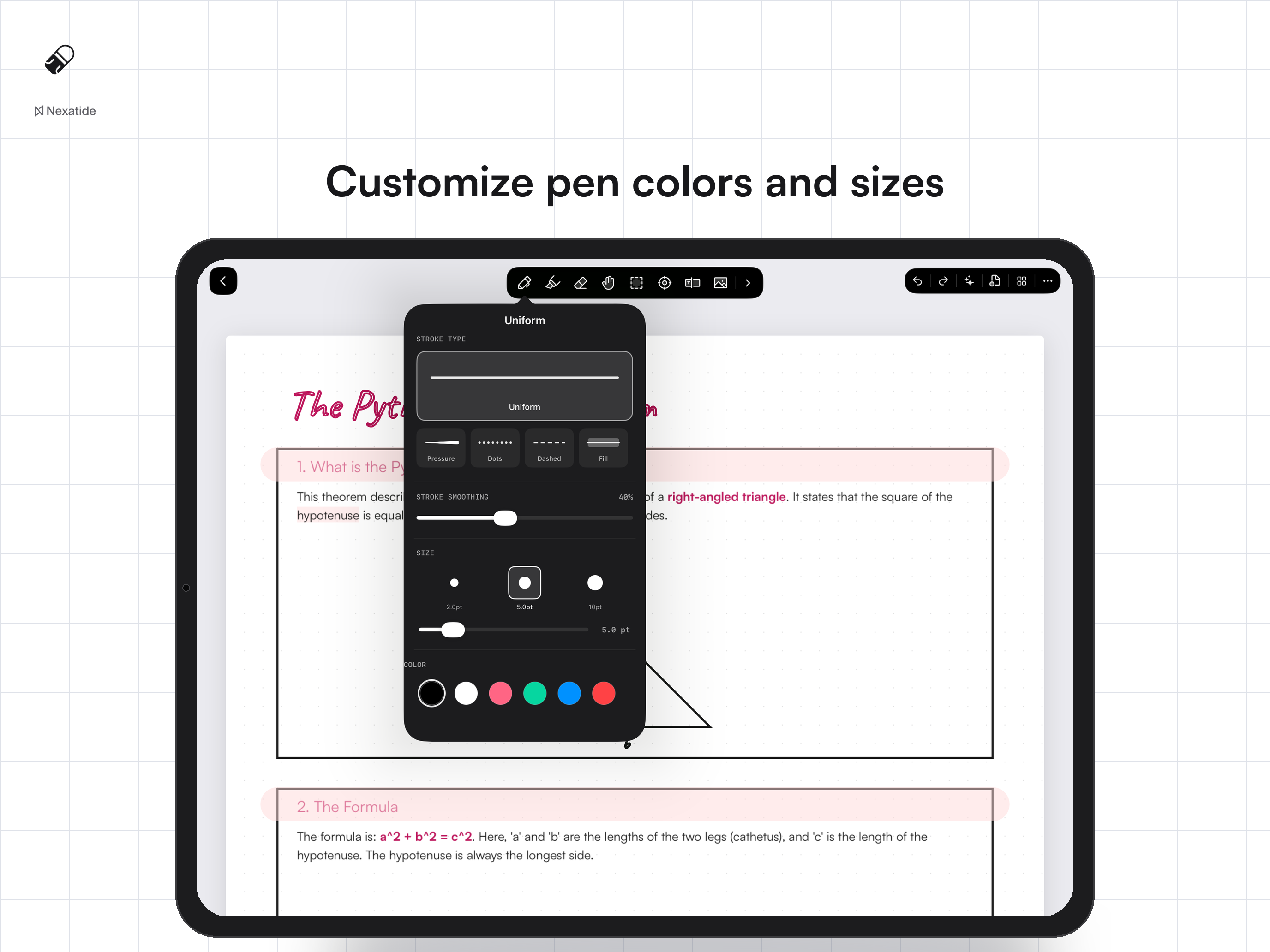 Personalizzazione colori e dimensioni penna