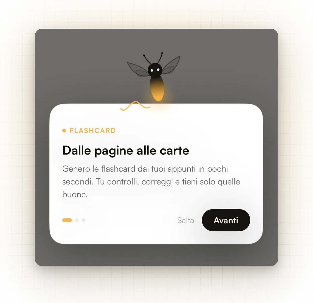 La mascotte di Scribl che presenta le flashcard